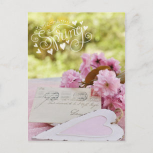 Cherry Blossom Loveletter Spring Text Postkarte