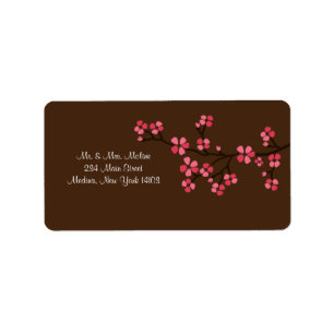 Cherry Blossom Mocha Wedding Bridal Return Label Adressaufkleber