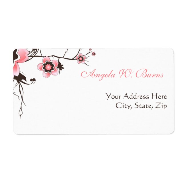Cherry Blossom Modern Custom Address Labels (Vorne)