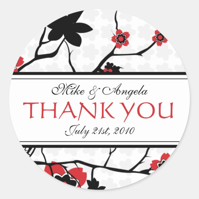 Cherry Blossom Modern Danke Stickers (Vorderseite)