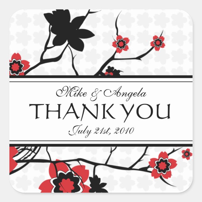 Cherry Blossom Modern Danke Stickers (Vorderseite)