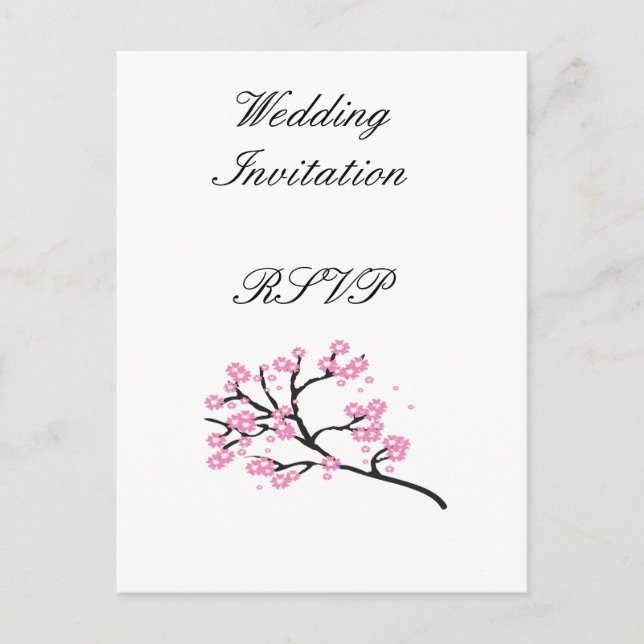 Cherry Blossom Moderne, einfache Hochzeitsideen Einladungspostkarte (Vorderseite)