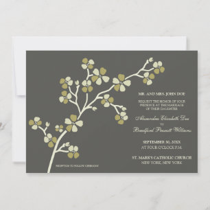 Cherry Blossom Moderne Hochzeitseinladung:Olivegrü Einladung