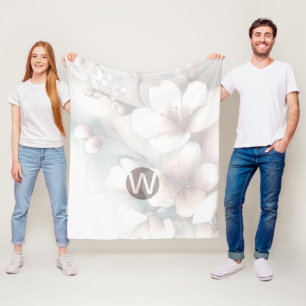 Cherry Blossom Monogram Fleece Blanket