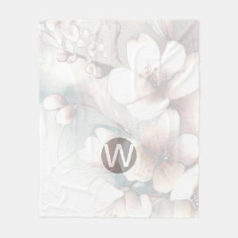 Cherry Blossom Monogram Fleece Blanket