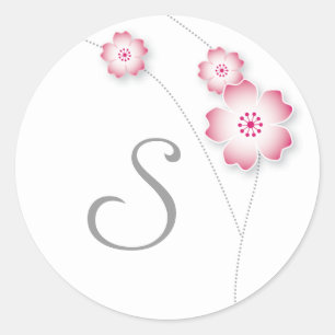 Cherry Blossom Monogram Sticker