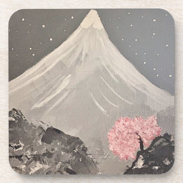 Cherry Blossom & Mountain Scene Untersetzer - Natu (Vorderseite)