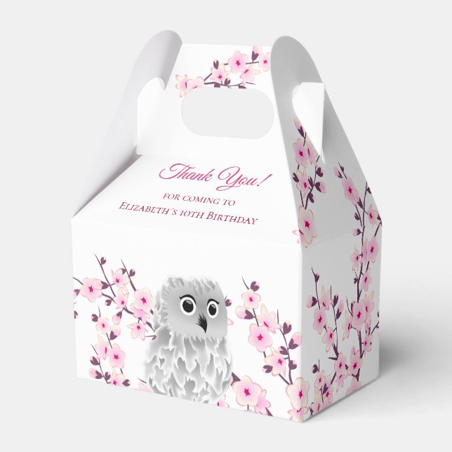 Cherry Blossom Niedlich Owl | Benutzerdefinierter  Geschenkschachtel (Vorderseite)