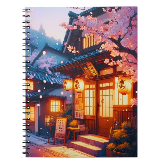 Cherry Blossom Night in Old Japan Notizblock (Vorderseite)