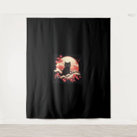 Cherry Blossom Night_ Schwarze Katze und Vollmond