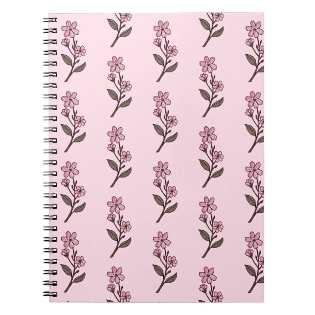 Cherry Blossom Notebook - rosa Muster Notizblock (Vorderseite)