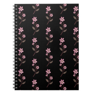 Cherry Blossom Notebook - Schwarzes Muster Notizblock