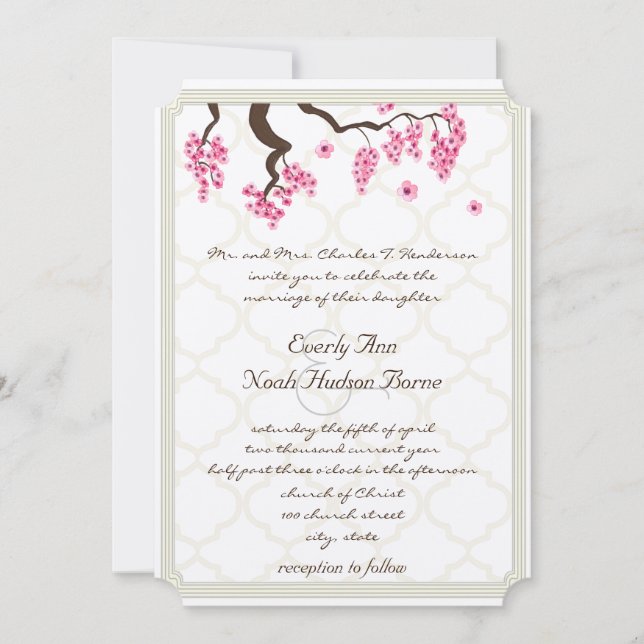Cherry Blossom Orchard Grove Tree Branch Wedding Einladung (Vorderseite)