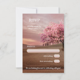 Cherry Blossom Orchard Tree Wedding RSVP Card Einladung