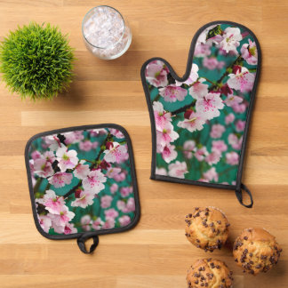 Cherry Blossom Oven Mitt und Pot Halter Set