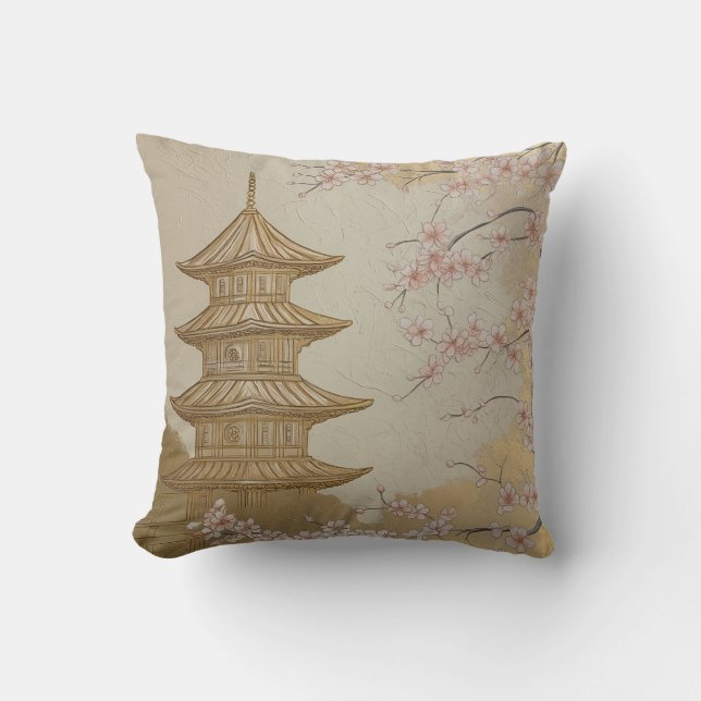 Cherry Blossom Pagoda Accent Pillow Kissen (Vorderseite)