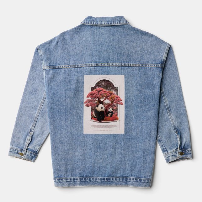 Cherry Blossom Panda Jeansjacke (Rückseite)