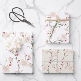 Cherry Blossom Pattern Boho Geschenkpapier Set