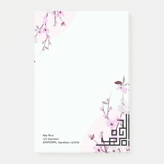 Cherry Blossom Personalisiert Stationery Post-it Klebezettel (Vorderseite)