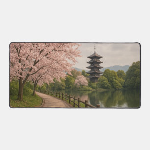 Cherry Blossom Pfad mit Pagoda Desk Mat Schreibtischunterlage