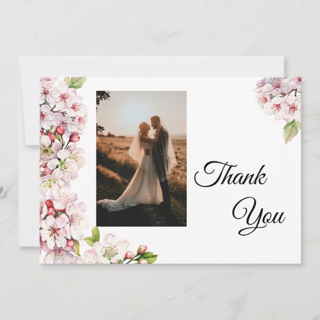 Cherry Blossom Photo Thank You Card Dankeskarte (Vorderseite)