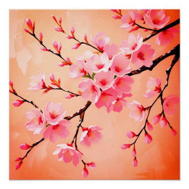 Cherry Blossom Pillow - Elegant Sakura Throw Cushi Poster (Vorderseite)