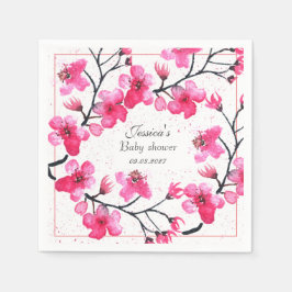 Cherry Blossom Pink Blume Baby Shower Girl Serviette