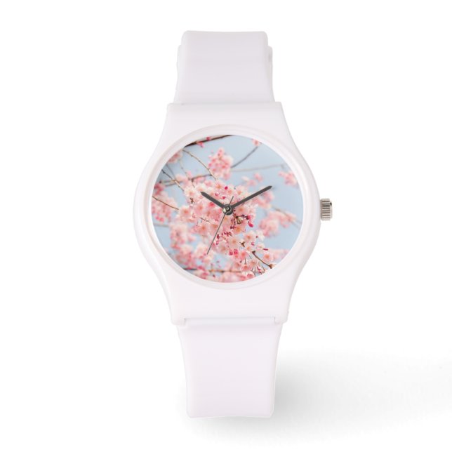 Cherry Blossom Pink Blume beobachten Armbanduhr (Vorderseite)