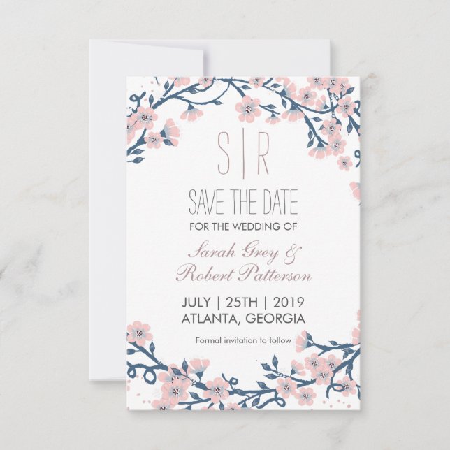 Cherry Blossom Pink Blume Hochzeit speichern das D Save The Date (Vorderseite)