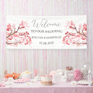 Cherry Blossom Pink Blume Rustikale Hochzeit Banner