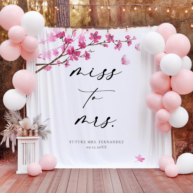 Cherry Blossom Pink Butterfly Brautparty Wandteppich (Von Creator hochgeladen)