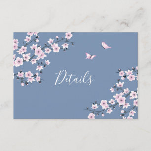 Cherry Blossom Pink Dusty Blue Wedding Details Begleitkarte