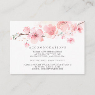 Cherry Blossom Pink Floral Hochzeitsunterkunft Begleitkarte