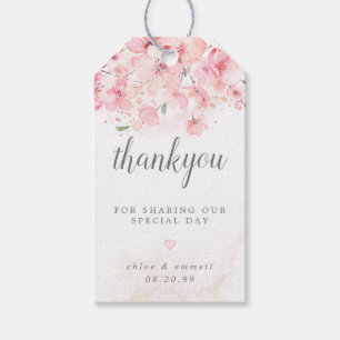 Cherry Blossom Pink Floral Wedding Geschenkanhänger