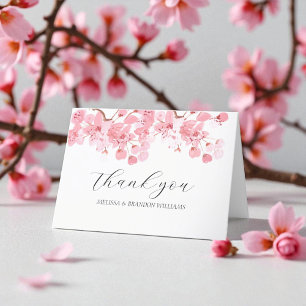Cherry Blossom Pink Floral Wedding Vielen Dank Dankeskarte