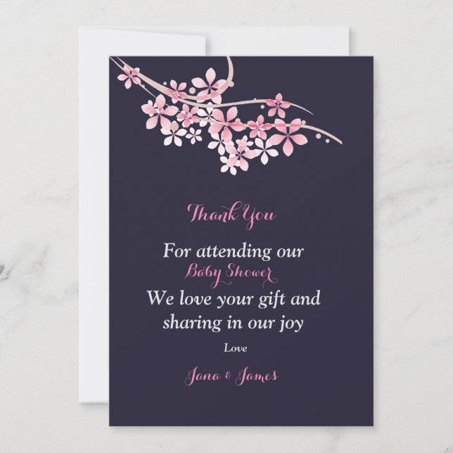 Cherry Blossom Pink Marine Blumenkohl Dankeschön K Dankeskarte (Vorderseite)