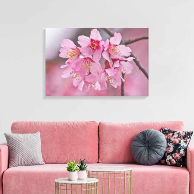 Cherry Blossom Pink Pastel Bouquet Poster Leinwanddruck (Insitu (Wohnzimmer))