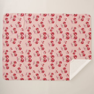 Cherry Blossom Pink Pattern Sherpa Fleece Blanket Sherpadecke