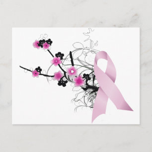 Cherry Blossom Pink Ribbon Postkarte