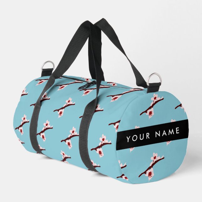 Cherry Blossom, Pink Sakura, Ihr Name Duffle Bag (Linke Seite)