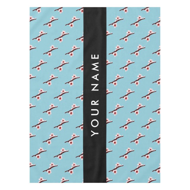 Cherry Blossom, Pink Sakura, Ihr Name Tischdecke (Vorderseite)