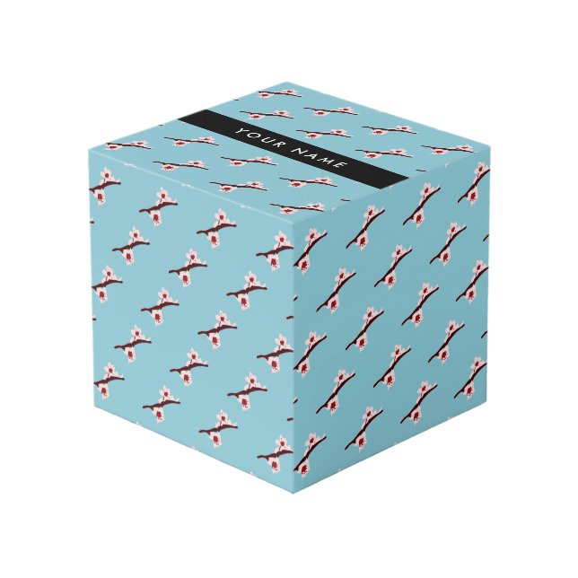 Cherry Blossom, Pink Sakura, Ihr Name Würfel (Vorderseite Schrägansicht)