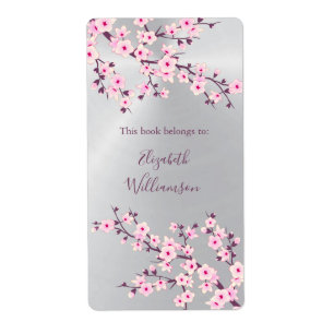 Cherry Blossom Pink Silver Floral Buchzeichen