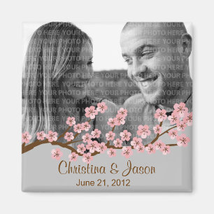 Cherry Blossom Pink Silver Save the Date Foto Magnet