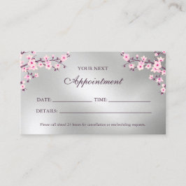Cherry Blossom Pink Silver Terminierungskarte Visitenkarte