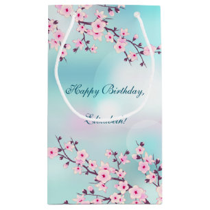 Cherry Blossom Pink Türkis Custom Geburtstag Kleine Geschenktüte