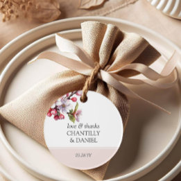 Cherry Blossom Pink und White Gastgeschenk Hochzei Geschenkanhänger