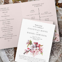 Cherry Blossom Pink und White Wedding Programm