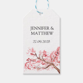 Cherry Blossom Pink Wasserfarbe Elegante Hochzeit Geschenkanhänger
