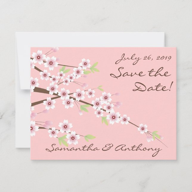 Cherry Blossom Pink Wedding Save the Date (Vorderseite)